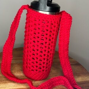 Red Crochet Water Bottle Holder